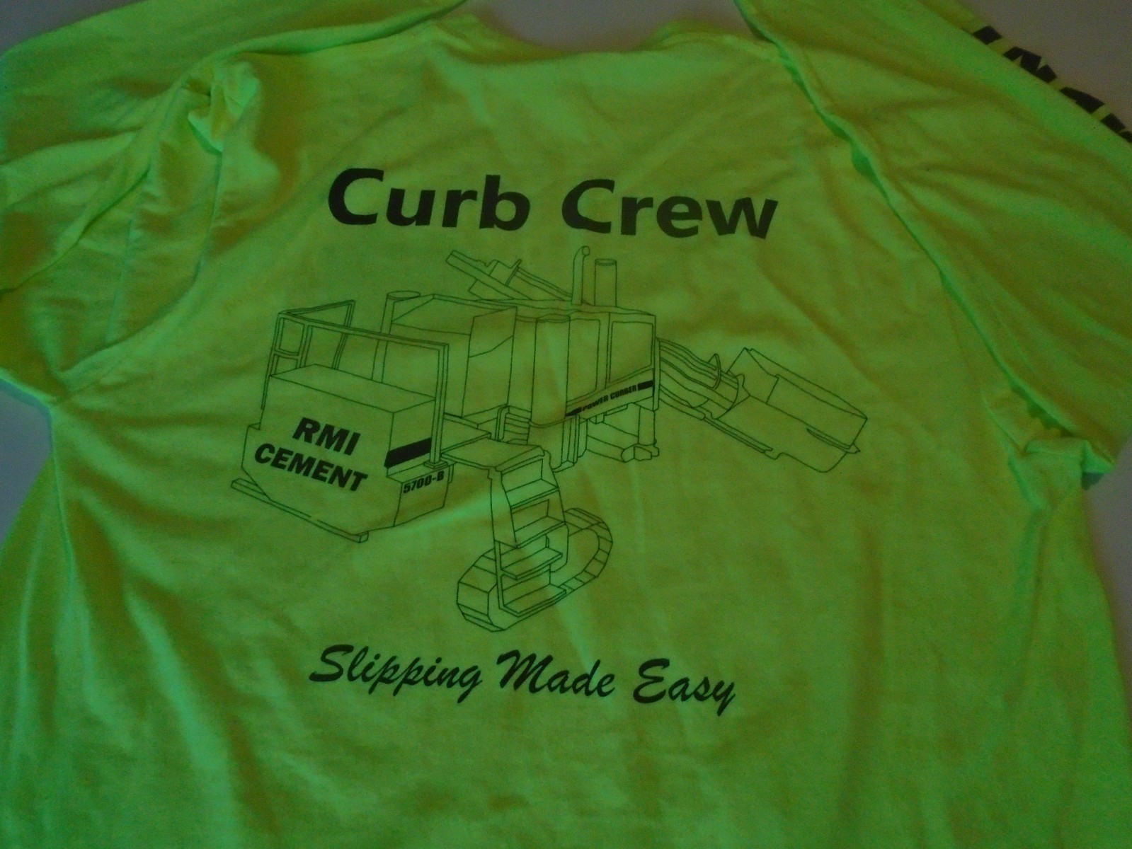 Concrete Long Sleeve T-shirt curb crew Adult Sz m power curber 5700-B yellow