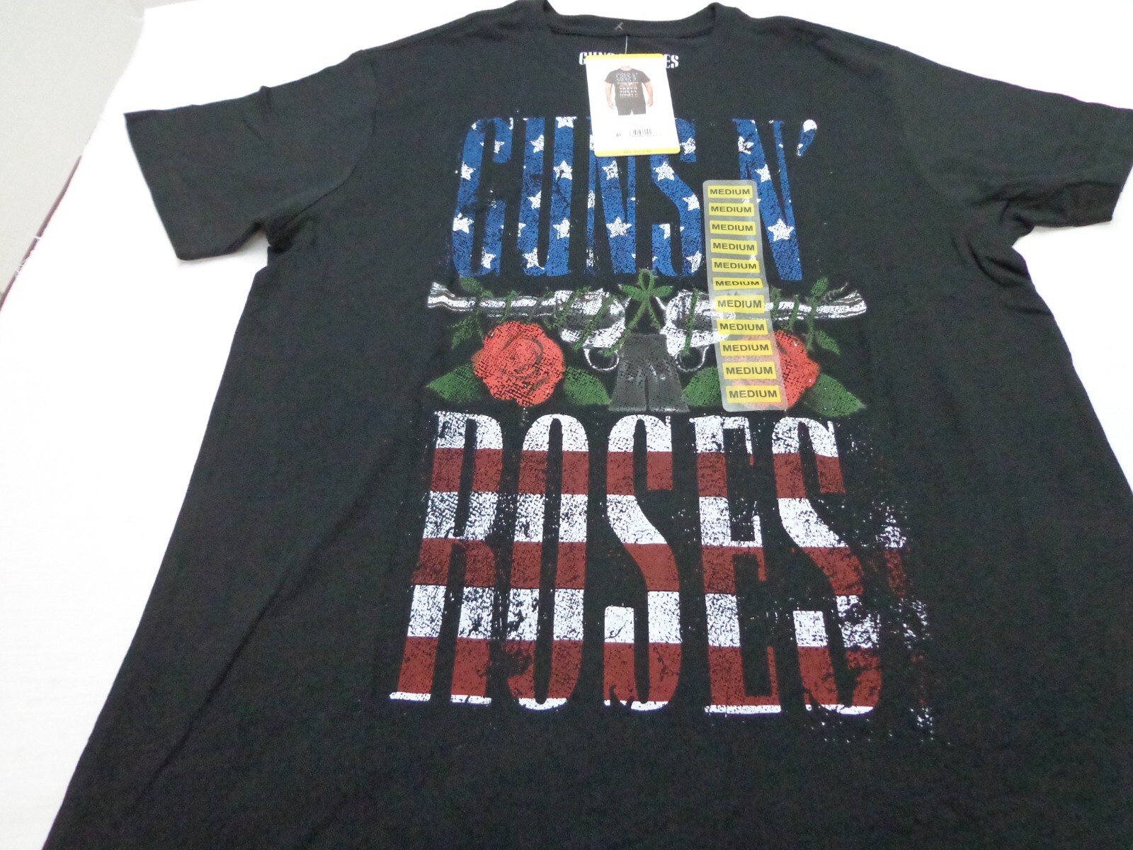 GUNS N ROSES Flag  Logo NEW Black T-Shirt  Size Medium