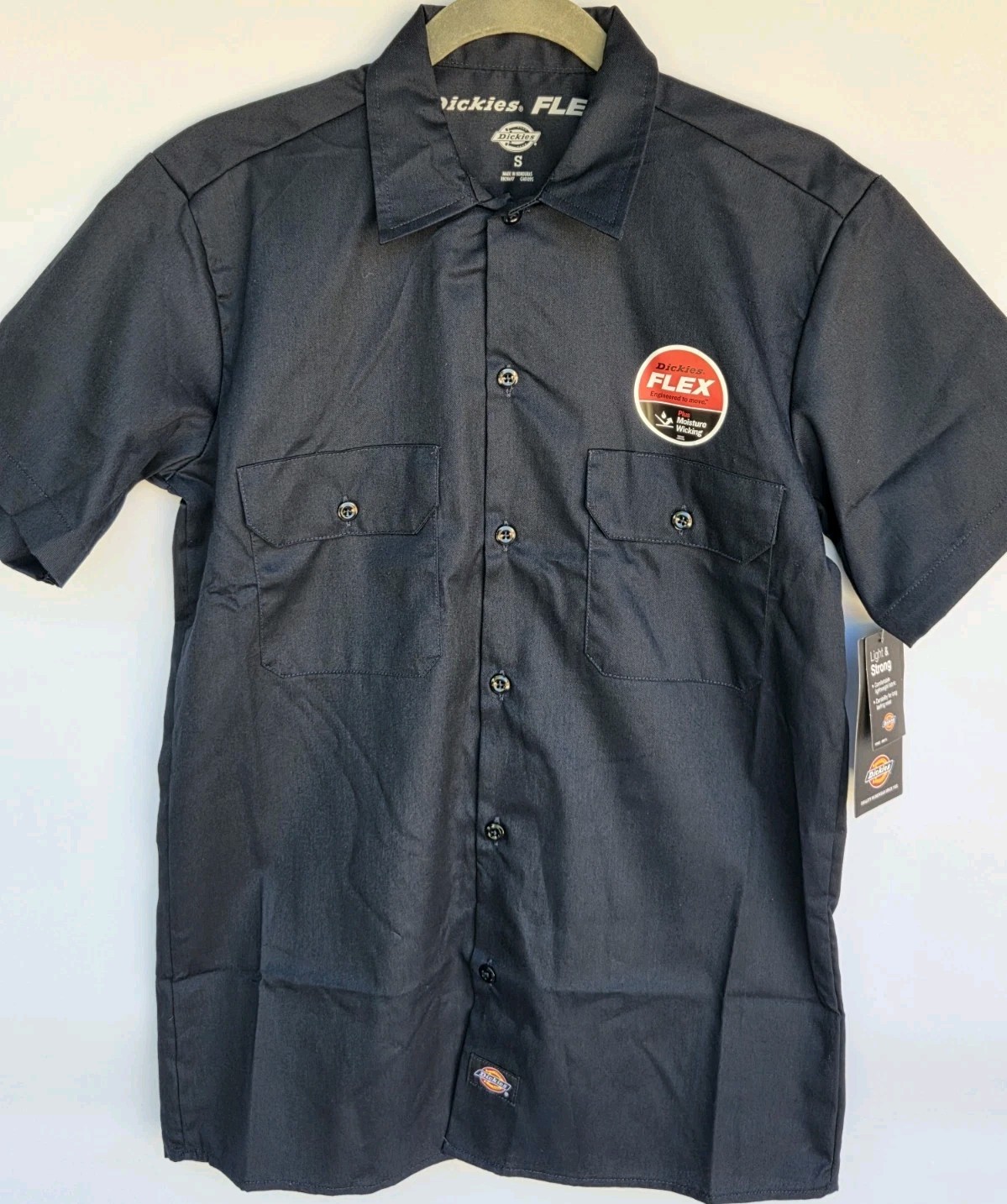 Dickies FLEX Relaxed Fit Button Short Sleeve Work Shirt Men's Small Dark Navy gallery