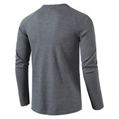 Mens Casual Henley T-shirt Solid Slim Fit Button Pullover Long Sleeve Tops Tunic