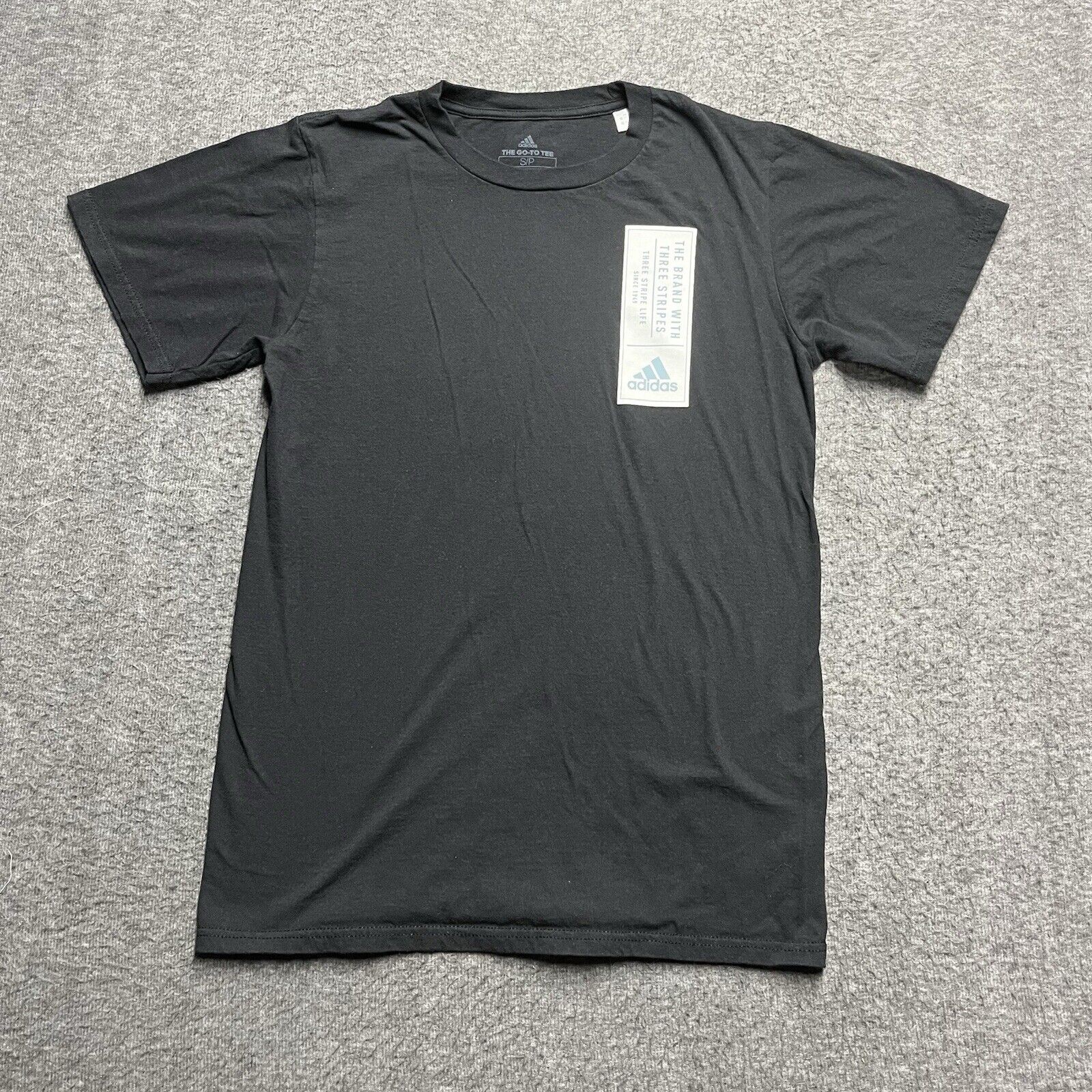 Adidas Go to Tee Shirt Men' Small Black 100% Cotton Short Sleeve Three Stripes gallery