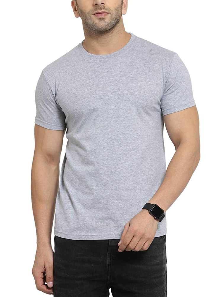 Men’s Classic Solid Plain Cotton Round Hem Scallop Essentials Tshirt S-2XL