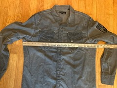 Affliction Black Premium Skull Embroidered Button Up Gray Long Sleeve Shirt Lg