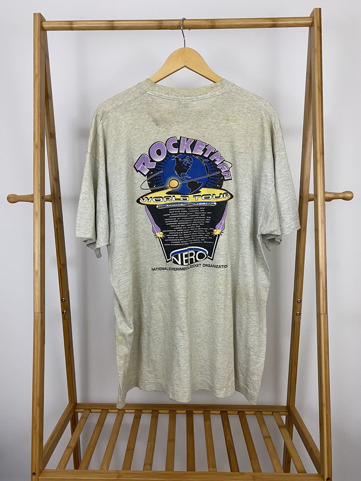 VTG Rockerman NERO Livin On The Edge Rocket Organization Tour T-Shirt XXL gallery