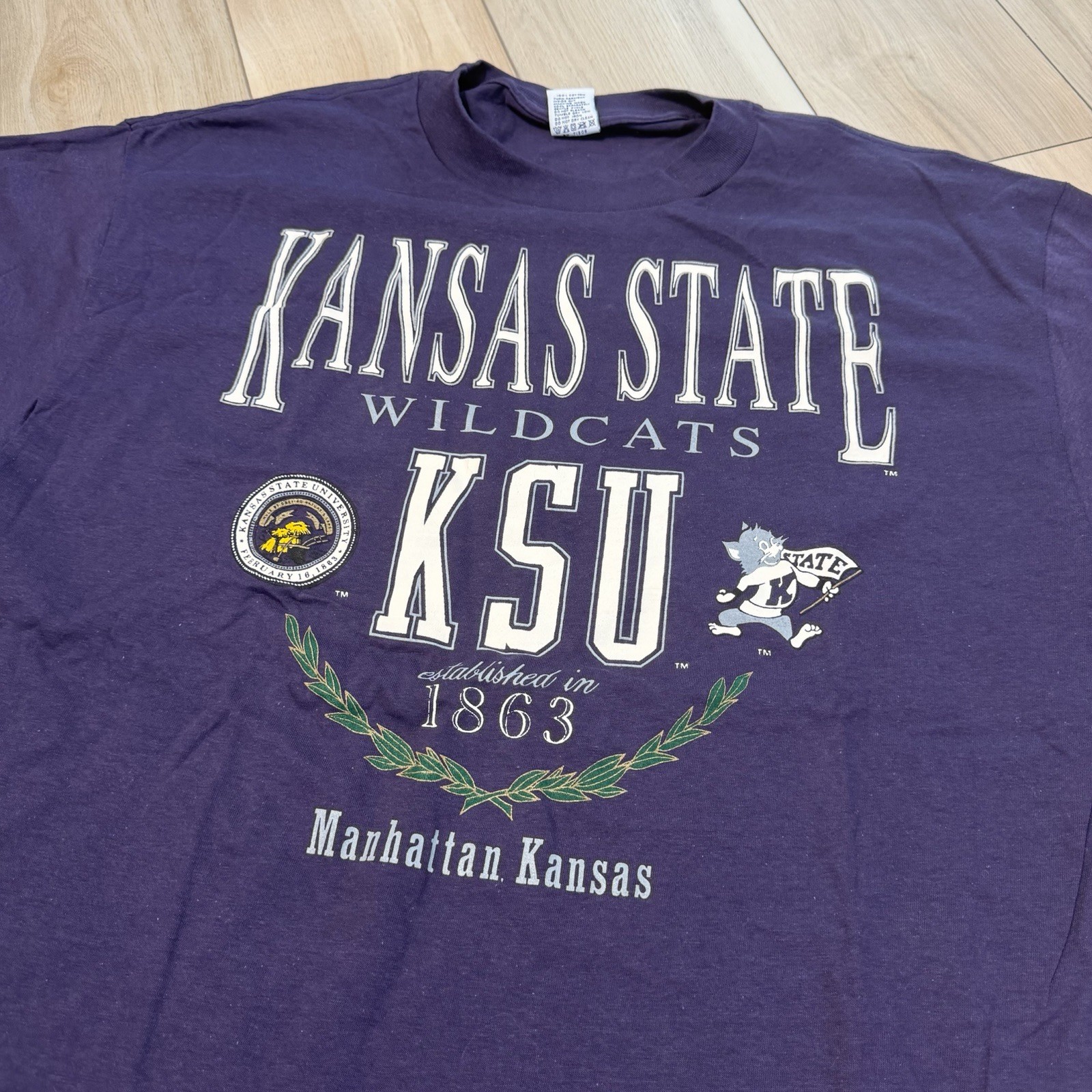 Vintage Kansas State Wildcats KSU Shirt XXL Single Stitch USA Galt Sand 80s 90s gallery