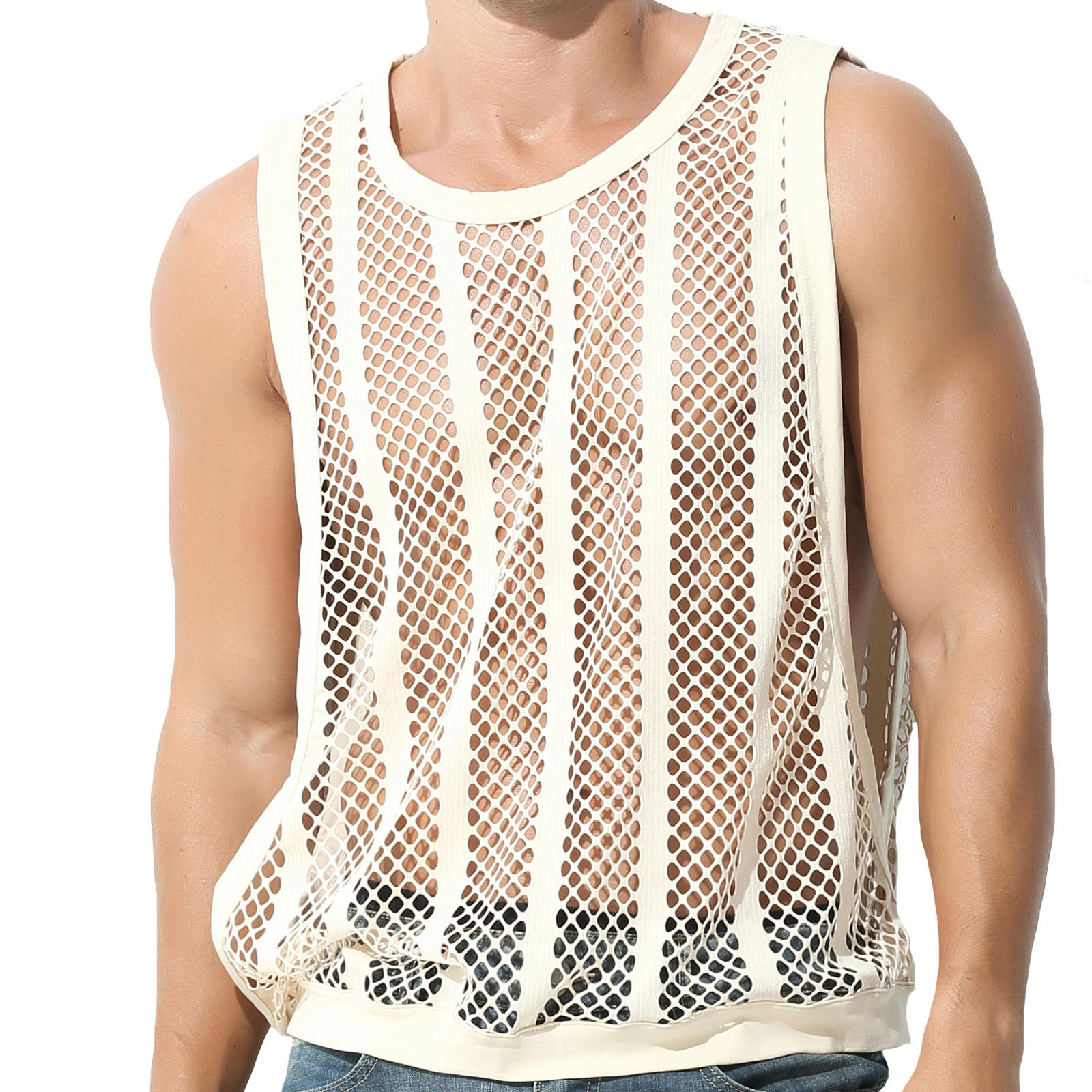 Sexy Men's Undershirt Muscle Hollow Out Tank Top T-Shirt Mesh Fishnet Sleeveless gallery