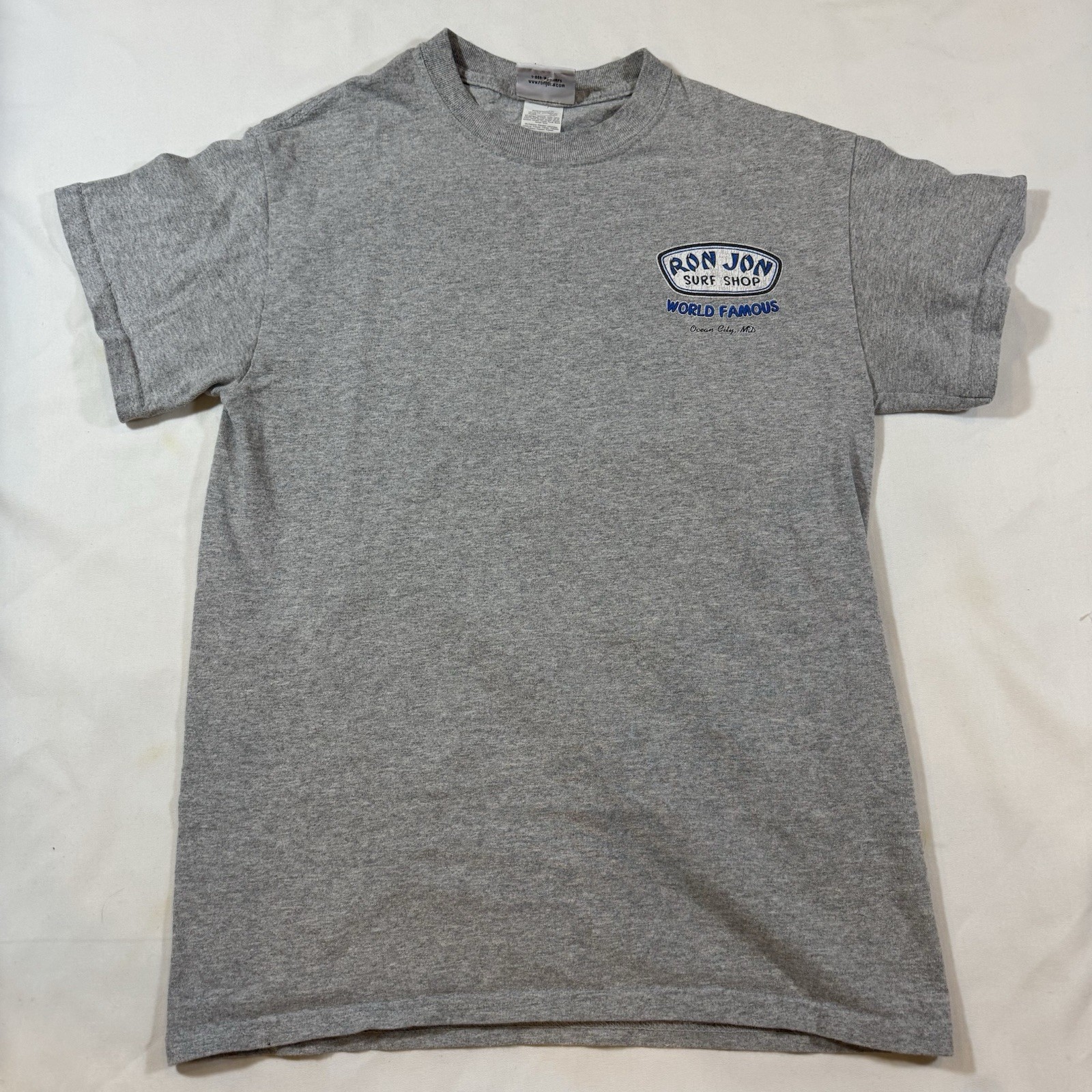 Ron Jon Surf Shop Ocean City Maryland Small Mens Gray Graphic Logo Tshirt gallery