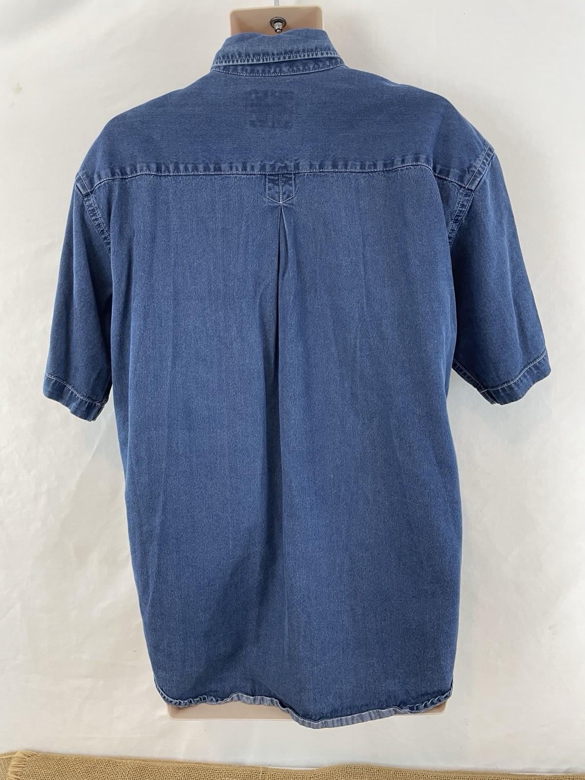 AB American Blue Mens L Blue Authentic Denim Cotton/Rayon SS Shirt gallery