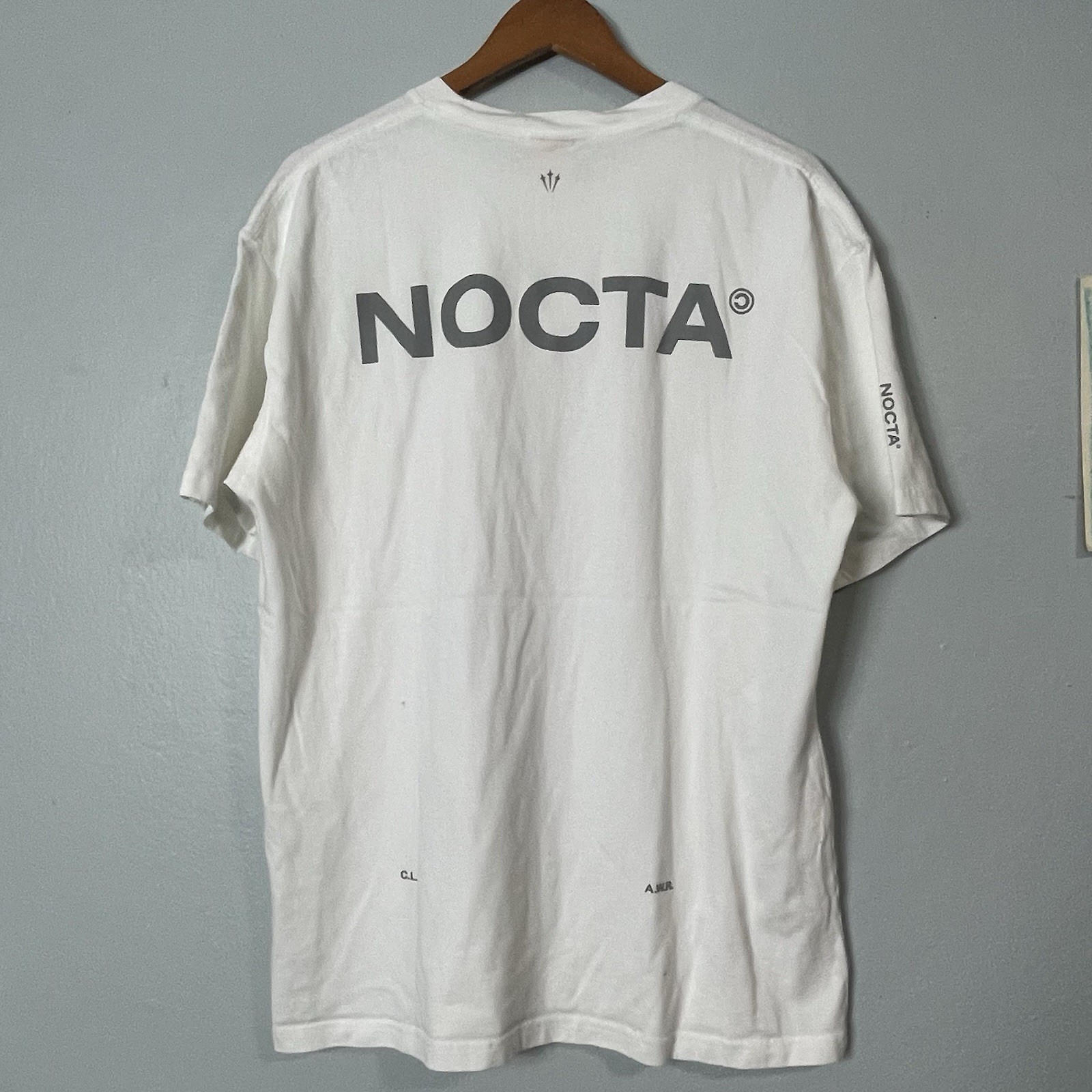 Nike x Drake NOCTA Cardinal Stock White Tee Shirt Large Logo gallery