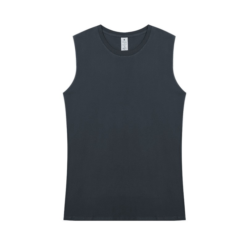 Solid Color Sleeveless T-shirt For Men Sport Fitness Vest Pure Cotton Sweatshirt gallery