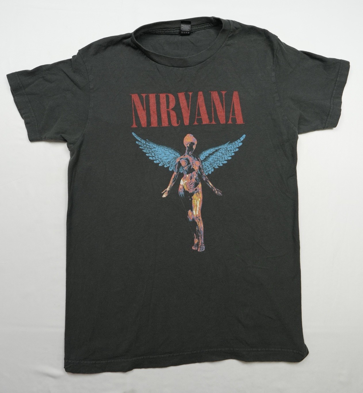 Nirvana T-Shirt Angel In Utero Graphic Band Tultex Gray Grunge Rock Men's Small gallery