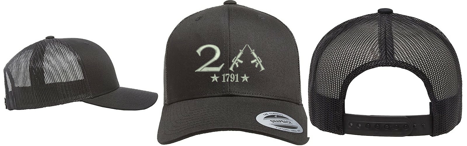 Yupoong Snapback Trucker Embroidered Hat Only 2A 2nd Amendment AR15 Guns Right