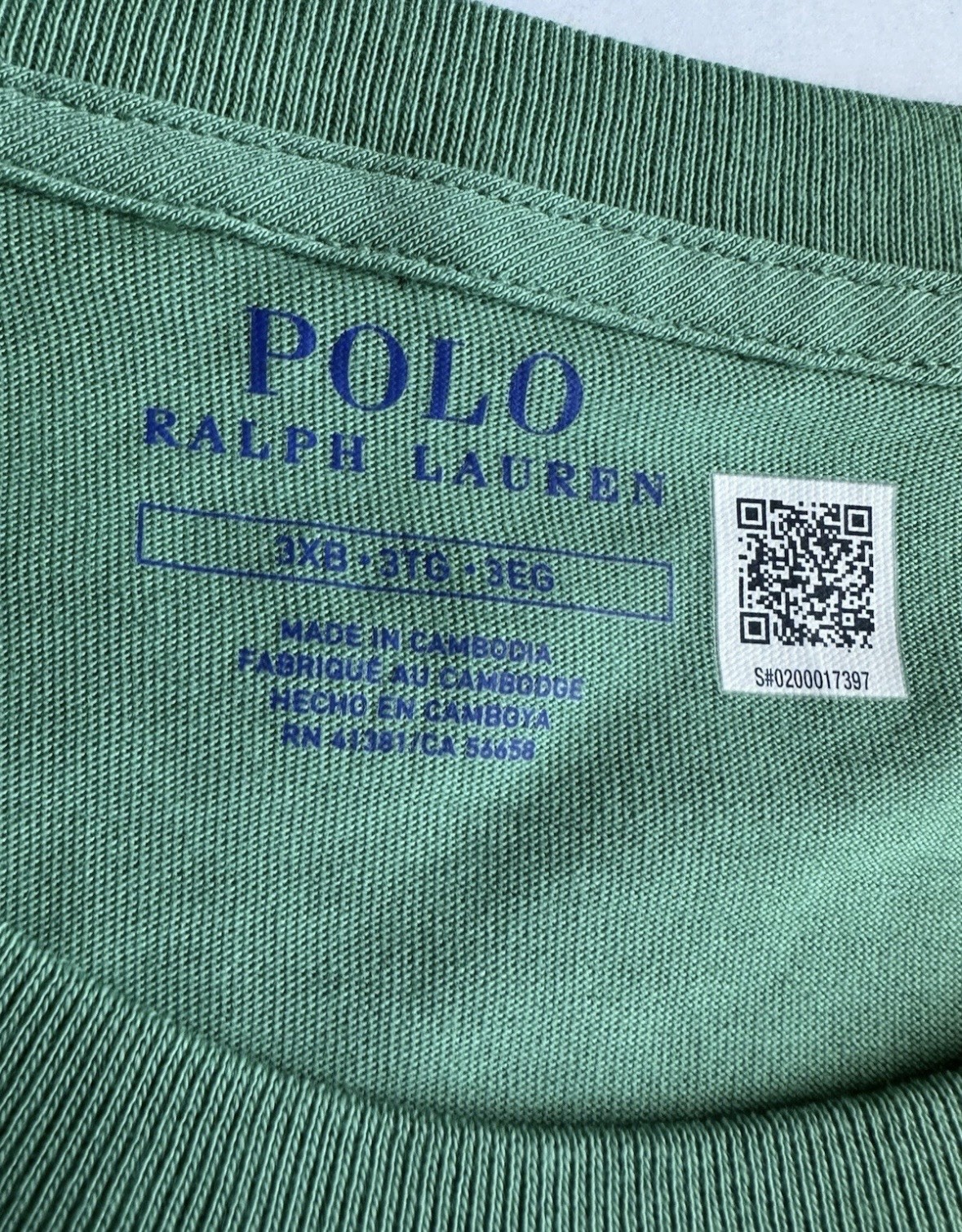 Polo Ralph Lauren Big & Tall Green Crew-Neck Pocket Shirt Men’s Size 3XB gallery