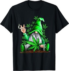 Funny Gnome Pot Leaf 420 Marijuana Weed Cannabis Smoking T-Shirt, Unisex Tee