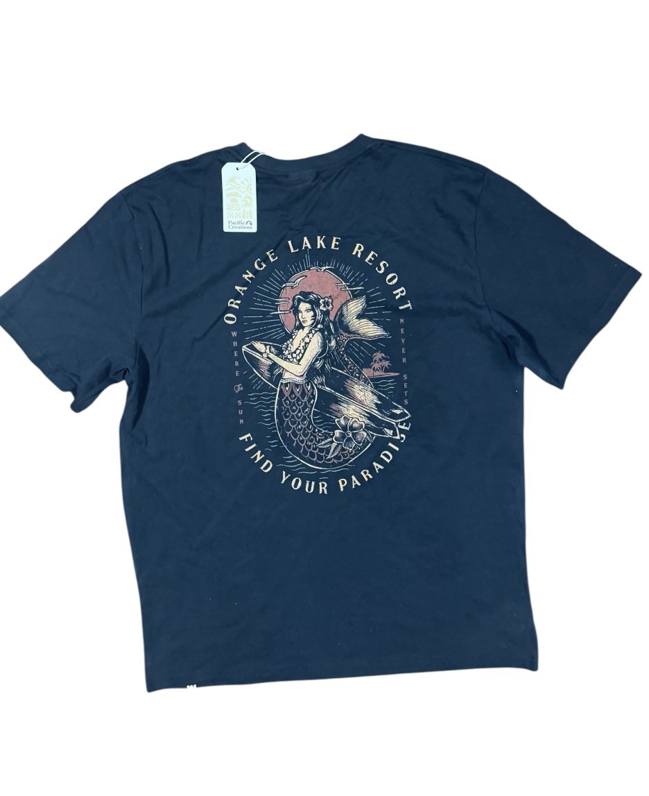 Pacific Creations Free by the Sea Sunset Mermaid Graphic T-Shirt Beige Size XL gallery