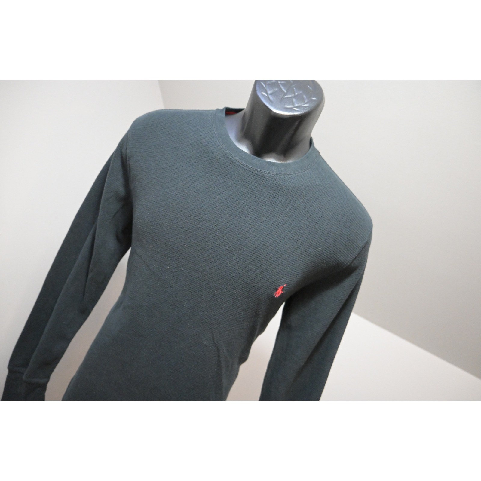 Polo Ralph Lauren Thermal Shirt Mens Medium Black Waffle Knit Pony Logo EUC gallery