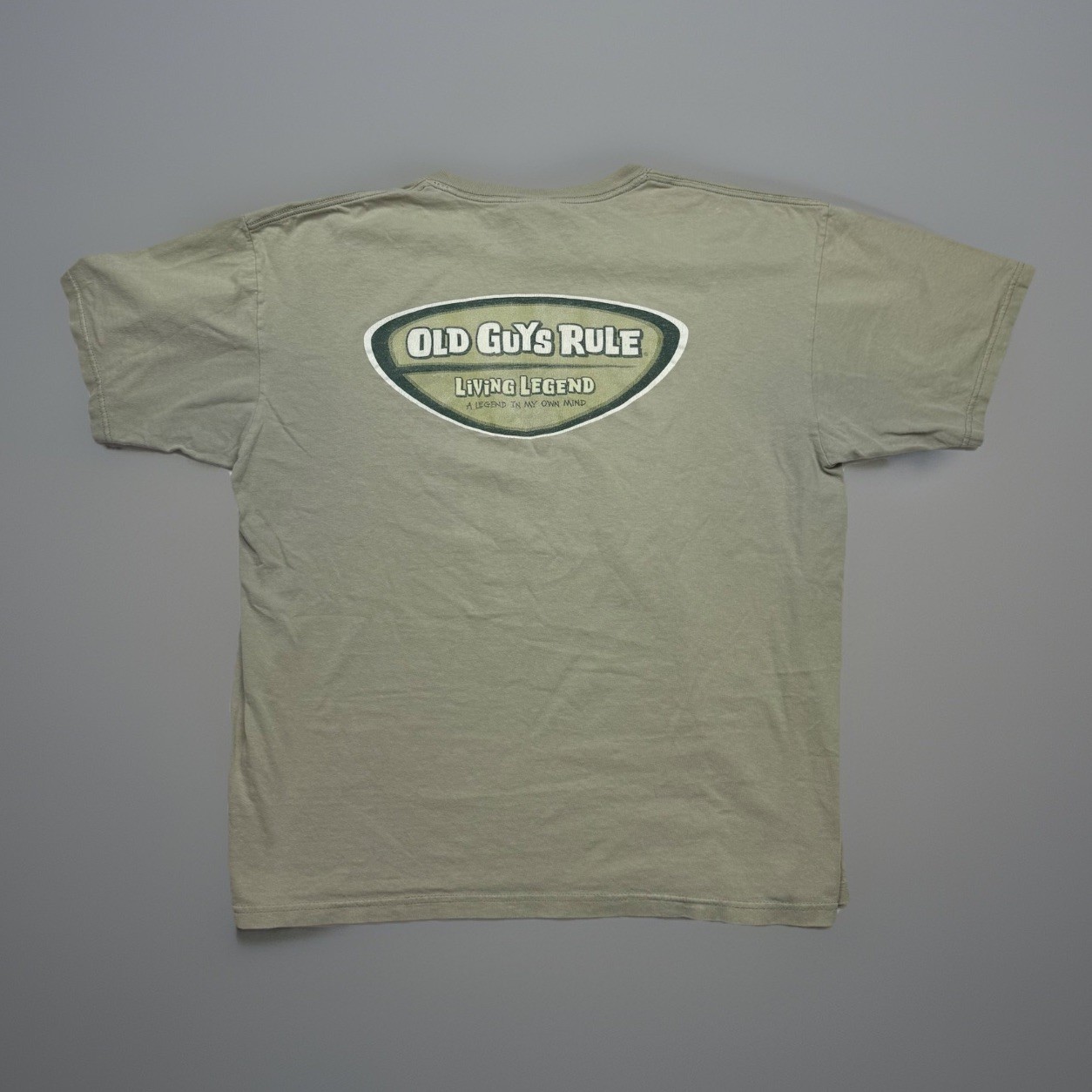 Vintage y2k Old Guys Rule Local Legend T-Shirt Size XL 22x26.5 Sage Green Tee xx gallery