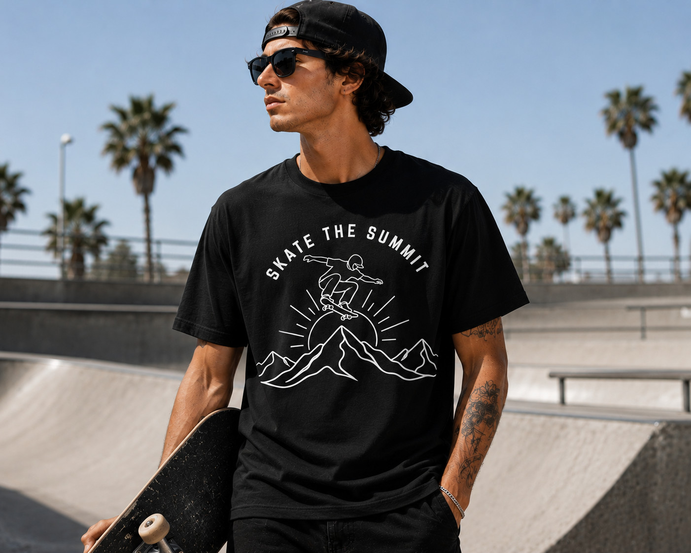 Men’s Tee Shirt Skate the Summit Hip Hop Skater Streetwear T Beach Surf Fun