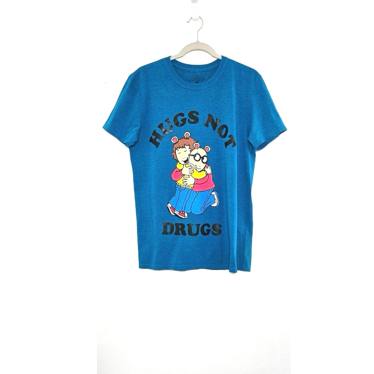 Men’s Arthur t-shirt. Size small. Hugs Not Drugs. gallery