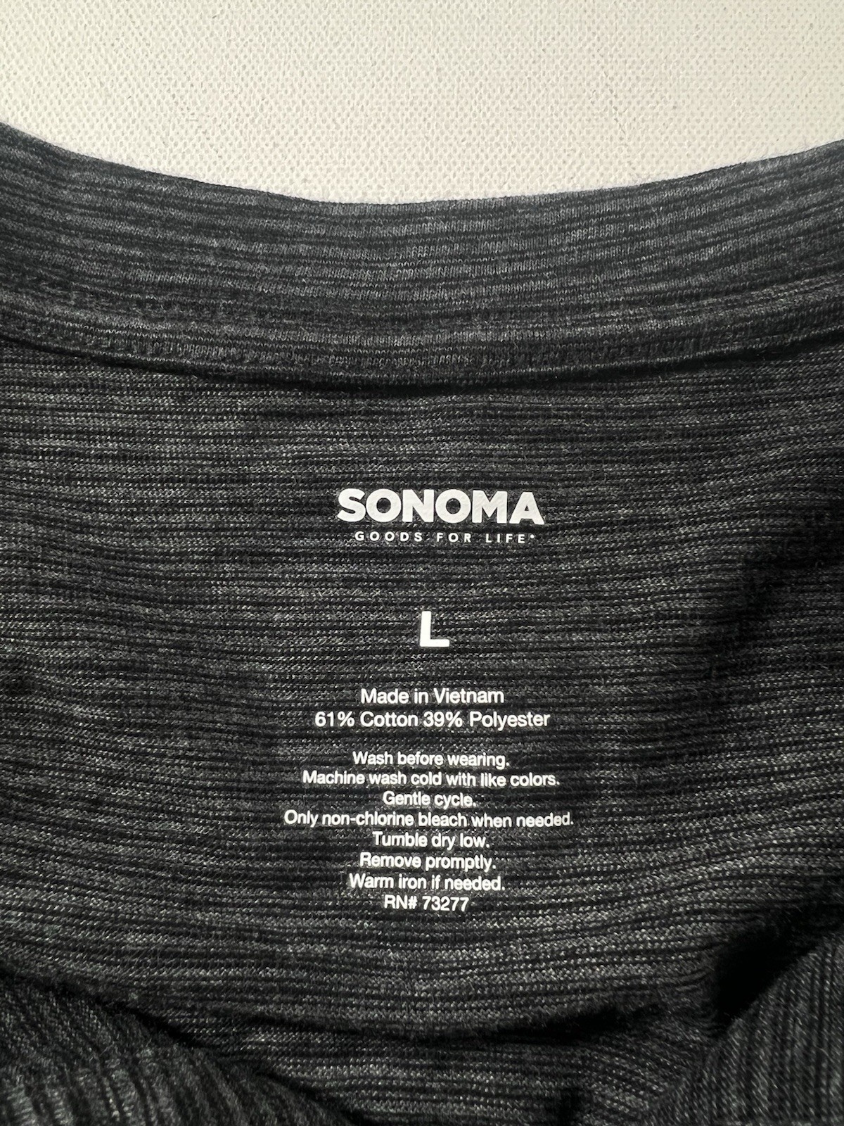 Sonoma Men's Top Shirt The Everyday Henley Striped Dark Gray Knit Size L NWT gallery