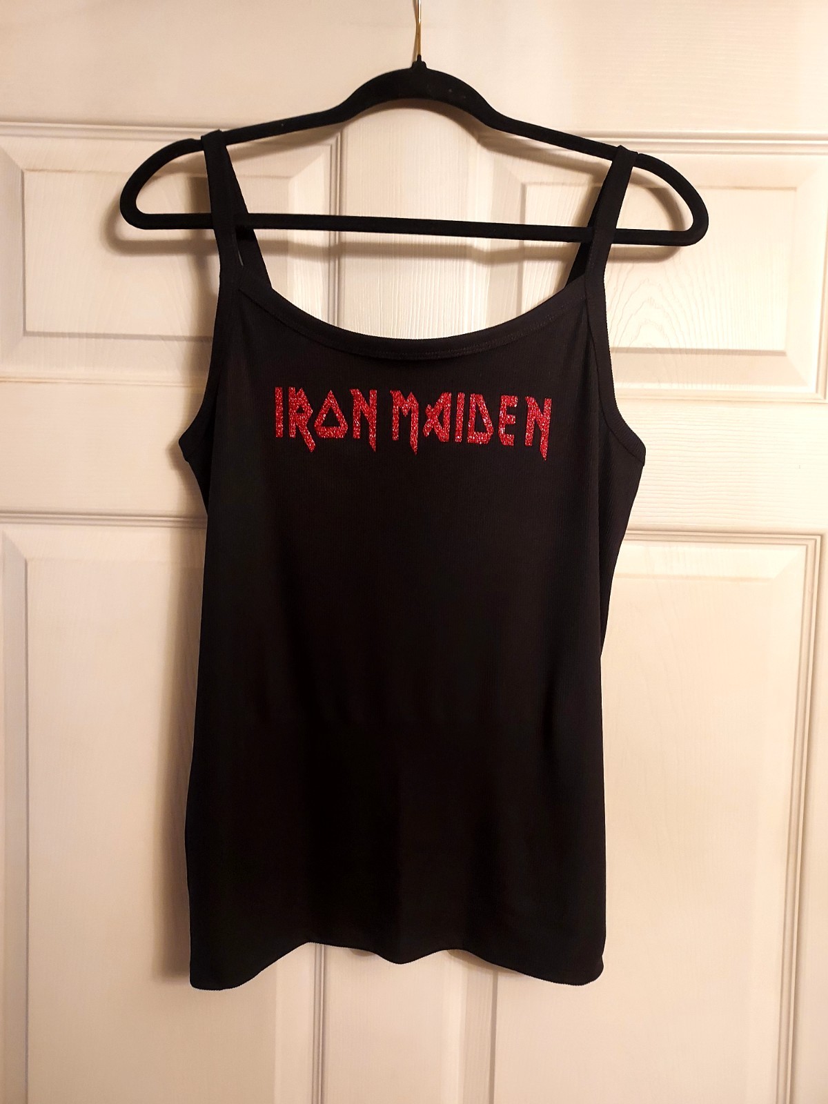 Iron Maiden tank top Red Glitter Iron Maiden Shirt Fitted Iron maiden Crop Top gallery