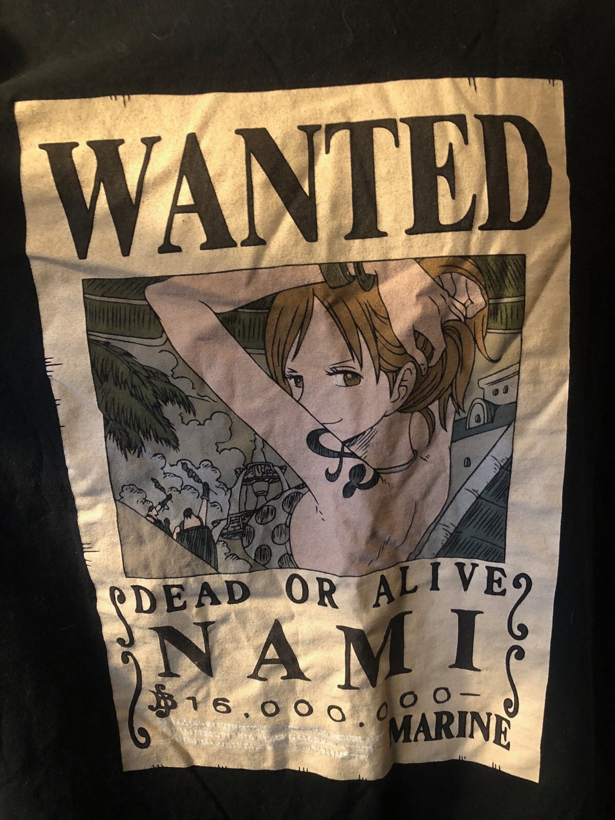 One Piece Shirt Wanted Dead or Alive NAMI Shonen Jump Short Sleeve Anime SZ XL