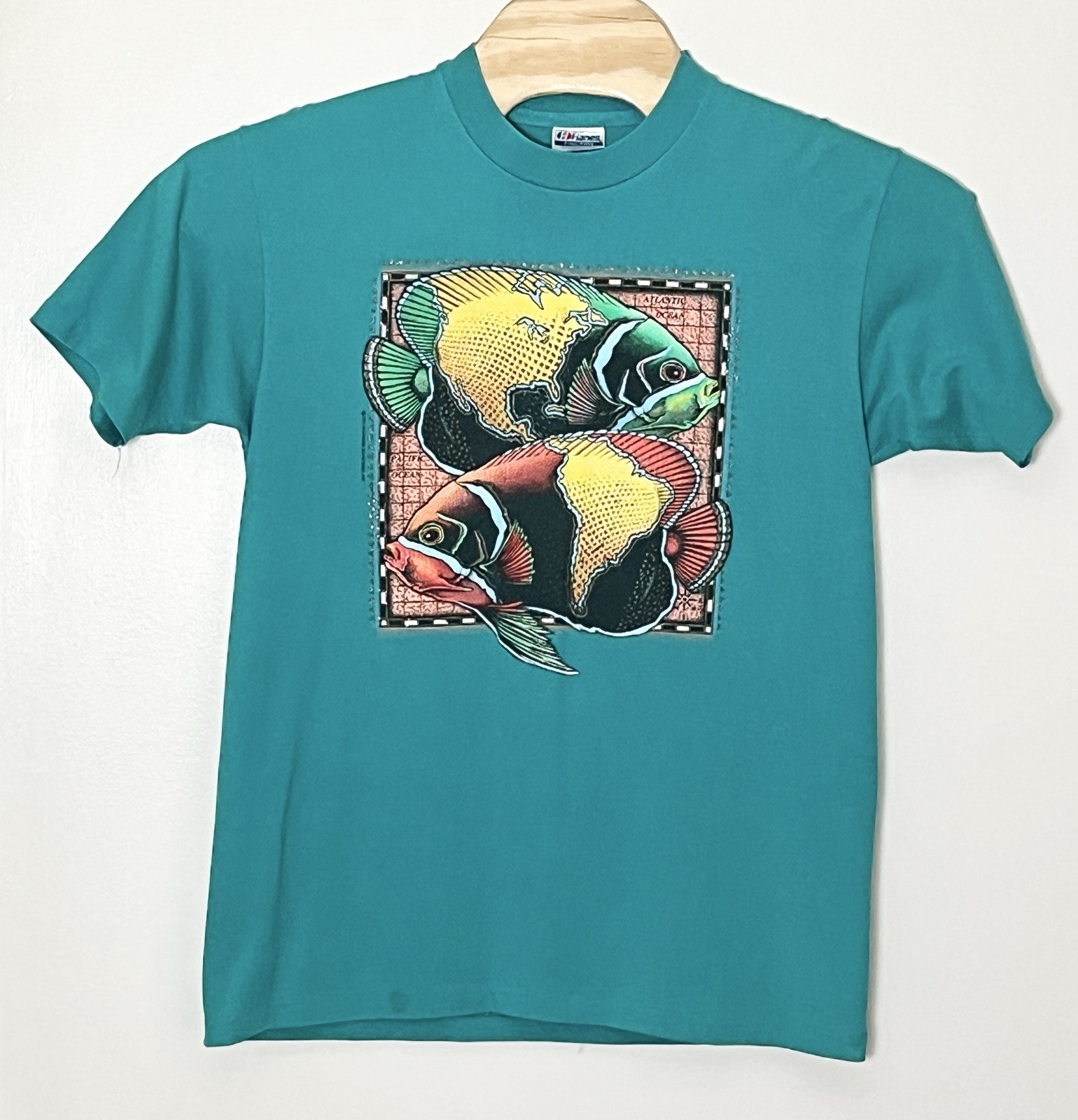 Vintage Hanes 50/50 Single Stitch T-Shirt Men’s Large Green 90s Southern Silk gallery