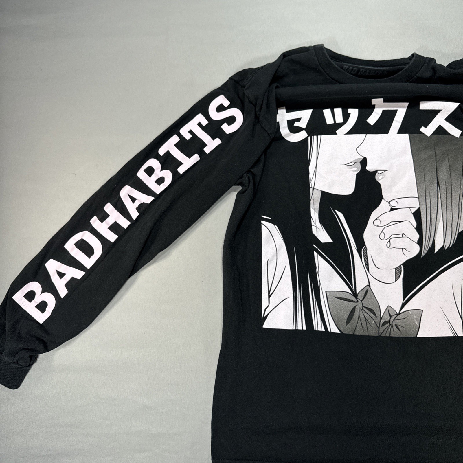 Bad Habits Spencers Long Sleeve T-Shirt Medium Black Graphic Alt Streetwear gallery