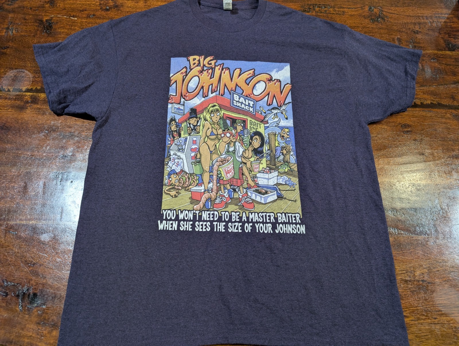 Big Johnson Master Baiter T Shirt Full Size XL Purple Heather Heavy Weight Cotto gallery