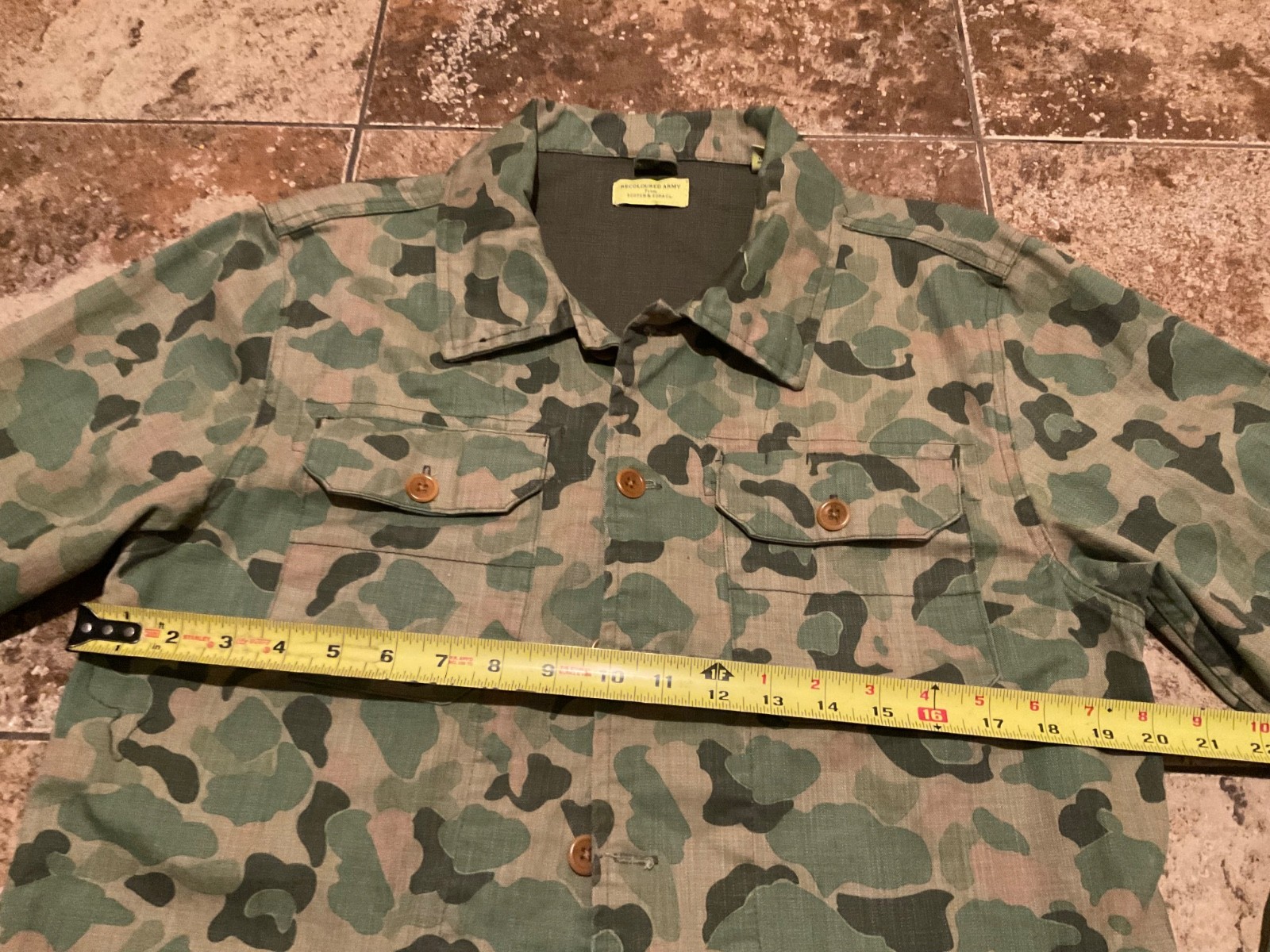 RECOLOURED ARMY SCOTCH & SODA TWILL CAMO BUTTON UP LONG SLEEVE ( MENS L ) AS IS gallery
