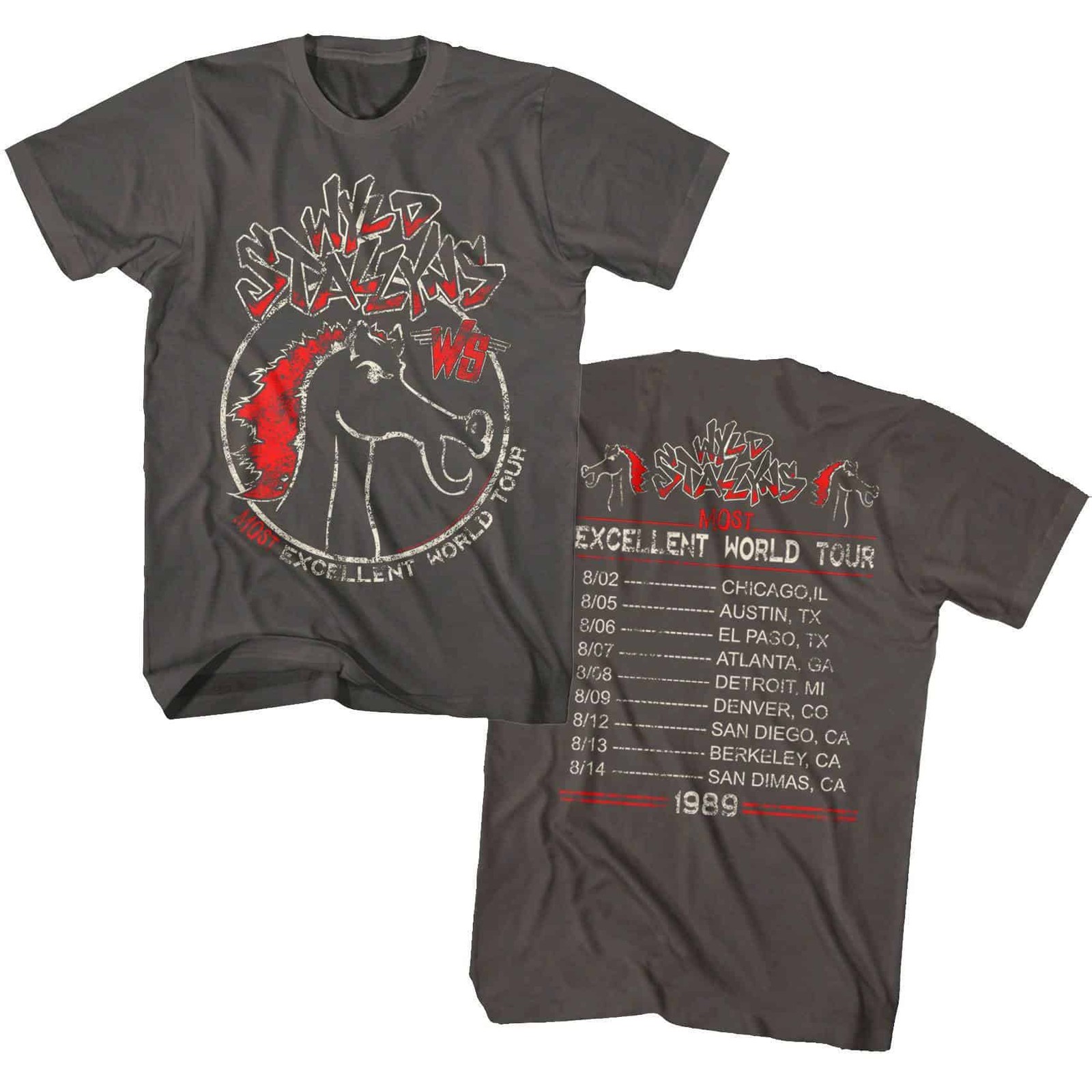 Bill & Ted Wyld Stallyns Most Excellent World Tour 1989 Men's T Shirt Rock Merch gallery