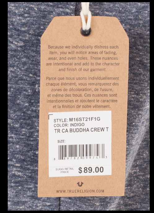 $89 TRUE RELIGION Indigo CALIFORNIA BUDDHA Short Sleeve Graphic T-shirt NWT gallery