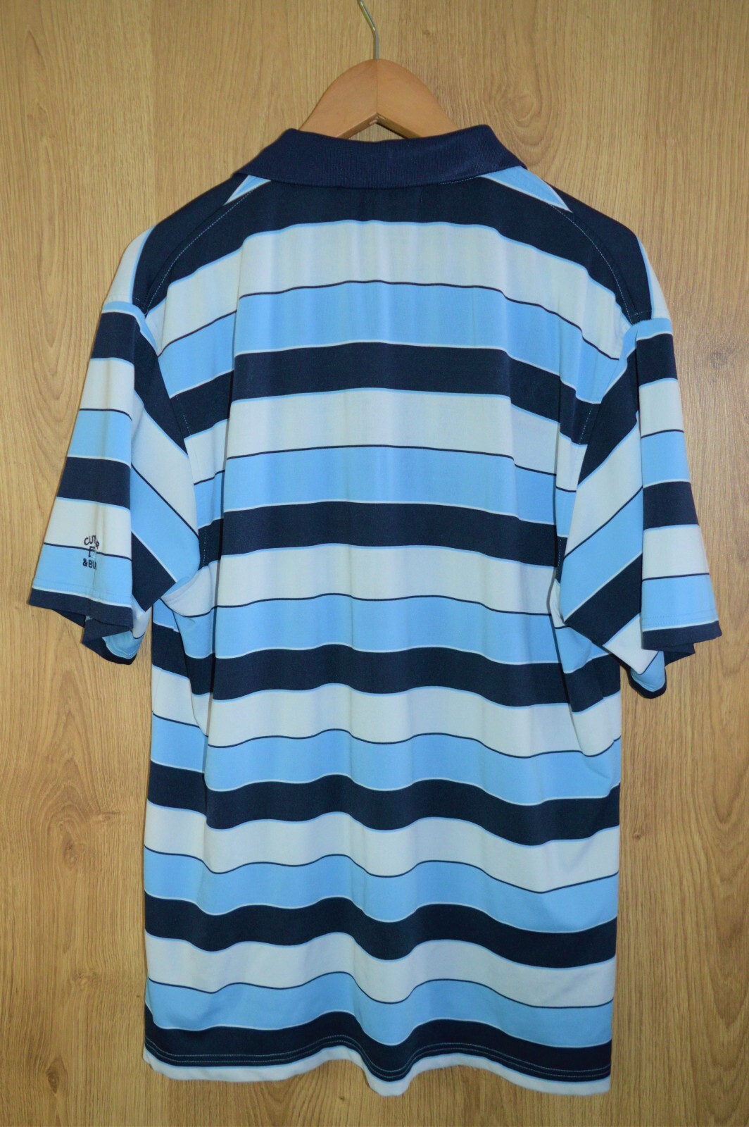 Cutter & Buck Striped Golf Polo Shirt Polyester Spandex - Large L gallery