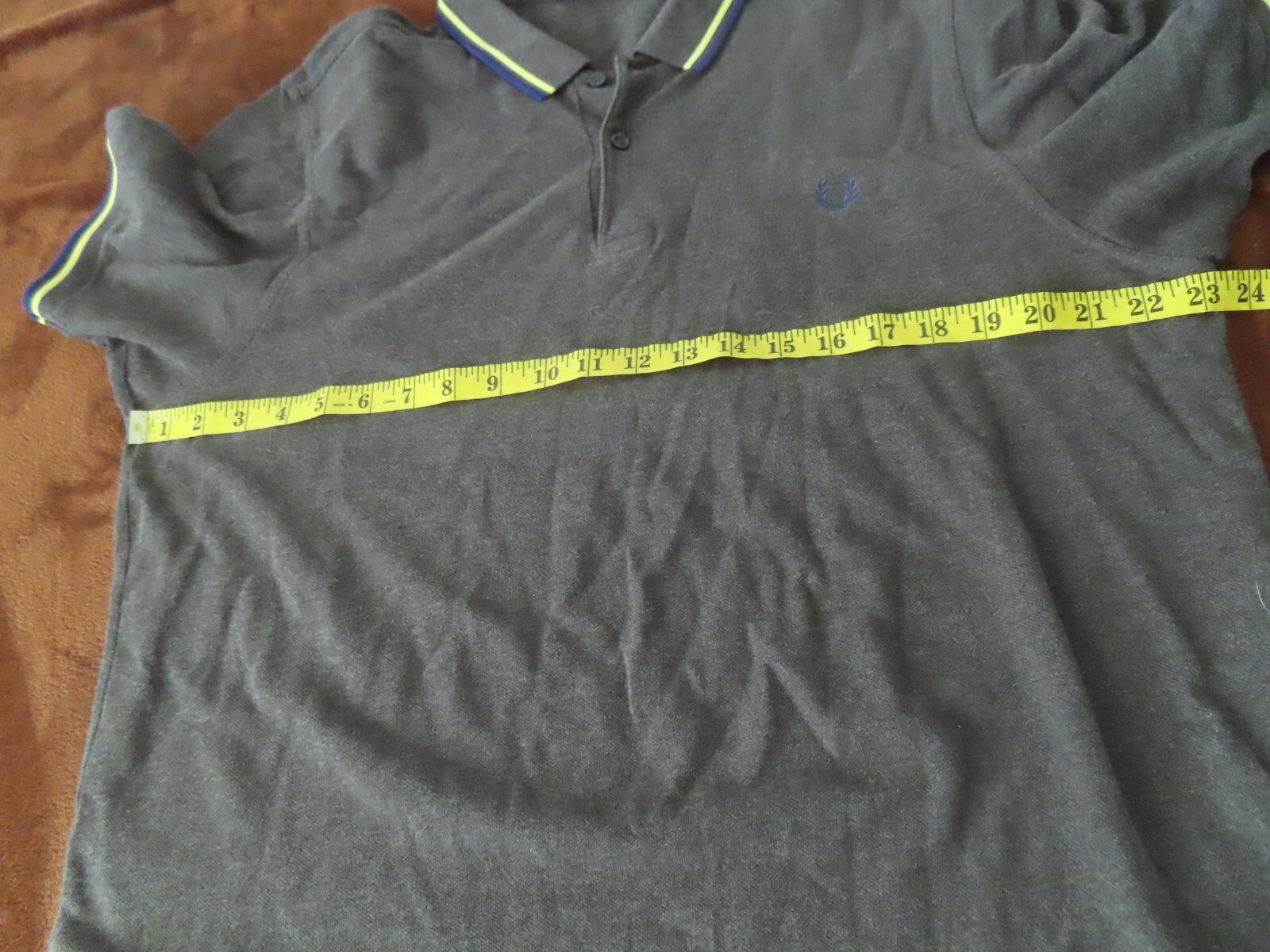 Fred Perry M3600 slim fit S/S Twin Tipped Polo Shirt grey blue yellow Large gallery