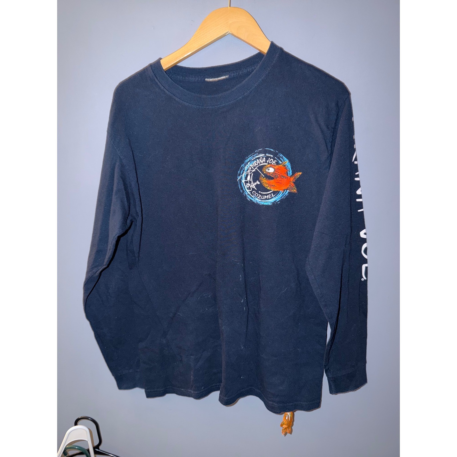 Piranha Joe Cozumel Long Sleeve Graphic T-Shirt Navy Blue Mexico Charm gallery
