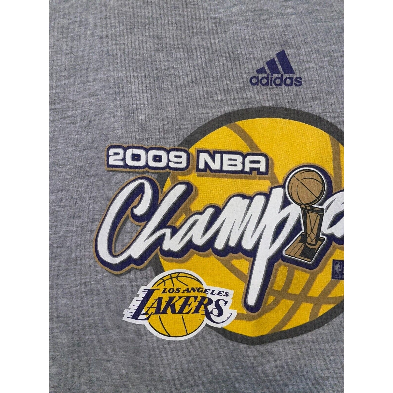 2009 NBA Champions Los Angeles Lakers Shirt Gray Tee Adidas 2000s M Medium gallery