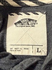VANS Off The Wall Men’s Henley 3/4 Sleeve T-Shirt Gray Black Size L 2013 Vintage