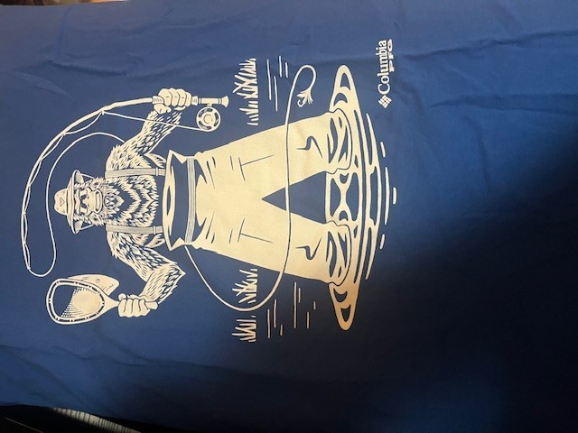 Columbia Mens Novelty Tee Blue and White XL 100% Cotton APE Fisherman gallery