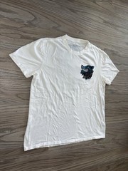 All Saints Gnasher Blue Wolf Graphic Relaxed Fit White T-Shirt Men’s Size (M)
