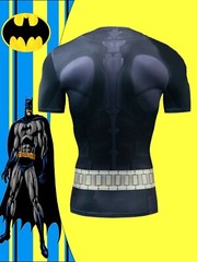 NEW! BATMAN BLACK SHORT SLEEVE COMPRES SHIRT SIZES (US M-2XL) (TAG SZ XL-6XL)
