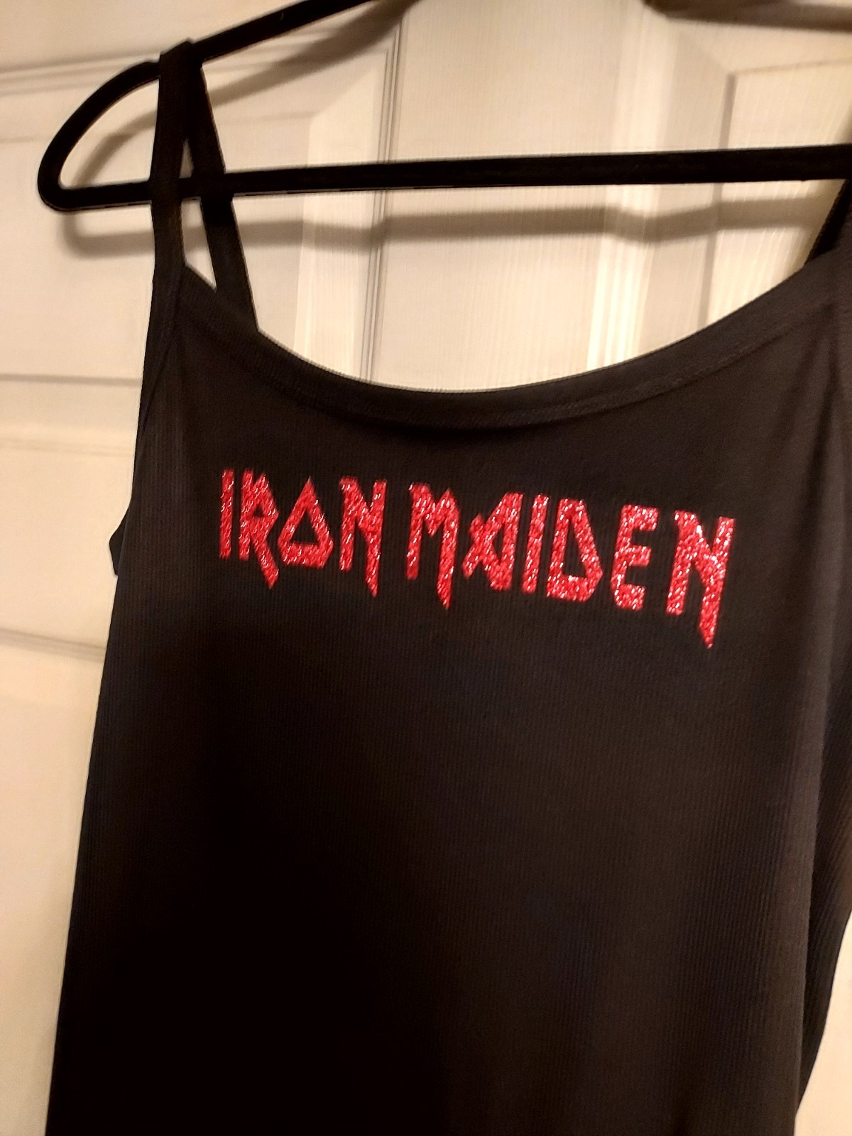 Iron Maiden tank top Red Glitter Iron Maiden Shirt Fitted Iron maiden Crop Top gallery
