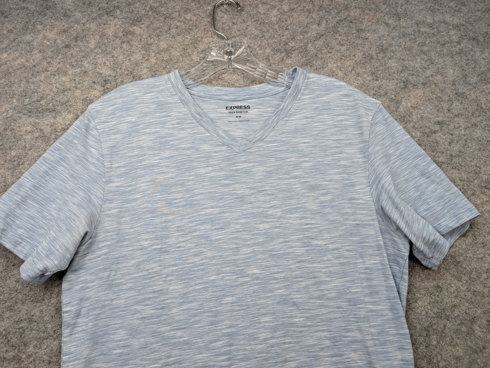 Express T Shirt Mens Medium Blue Flex Stretch V Neck Short Sleeve Comfort Preppy gallery