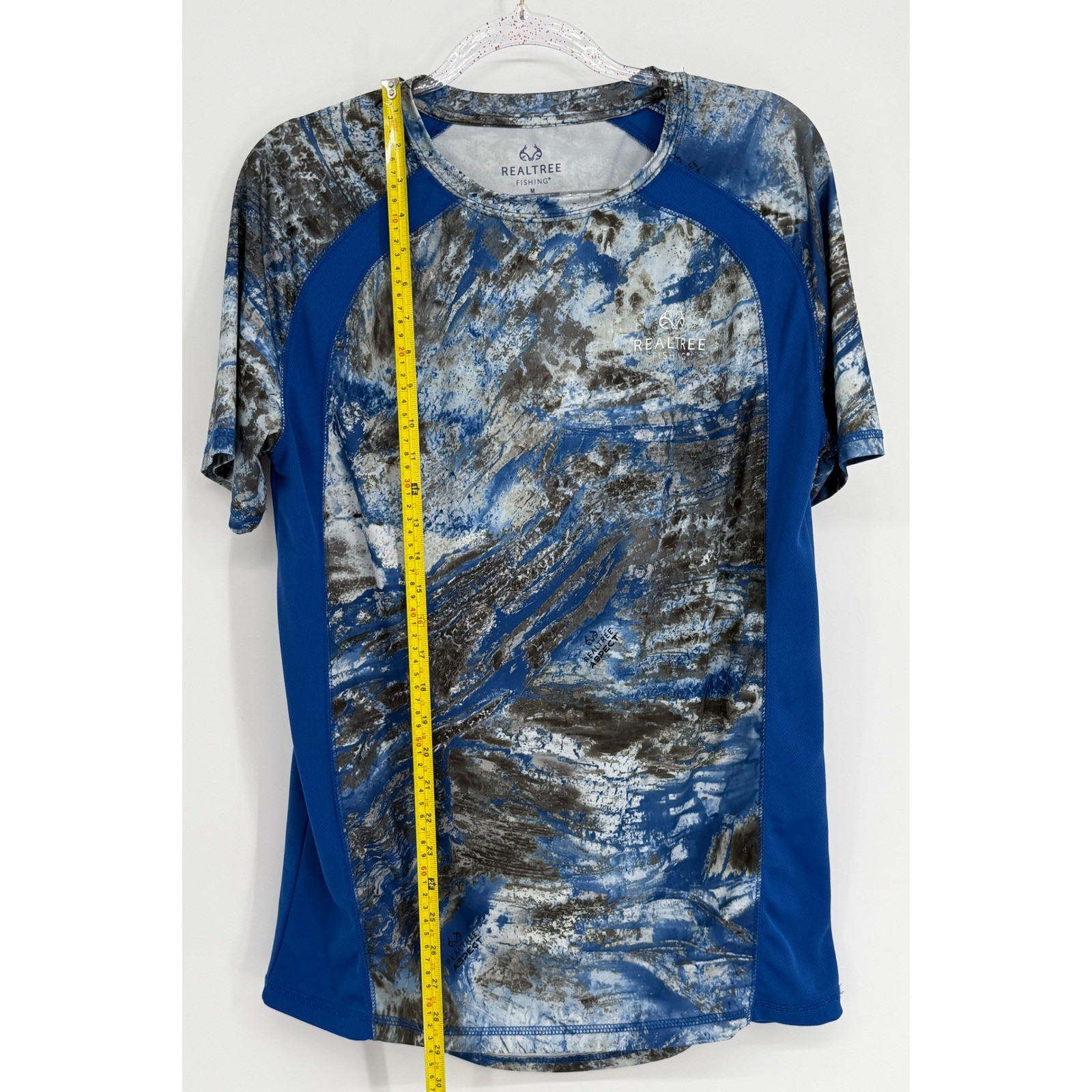 Realtree Fishing Mens Blue Abstract Camo Performance Mesh Side Shirt Sz M gallery