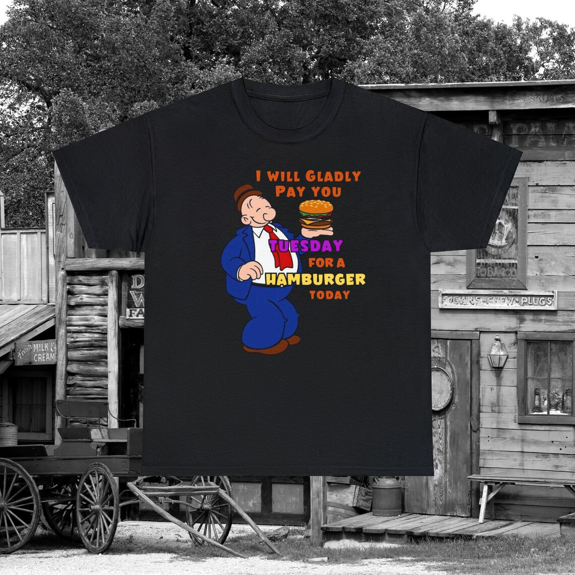 Wimpy Hamburger Quote T-Shirt Popeye Cartoon Graphic Tee Gildan 5000 Unisex gallery