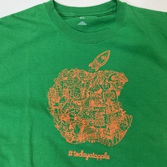 Today at APPLE Computer Tee SHIRT Green Crew Neck Cotton T Rocket Unisex XL