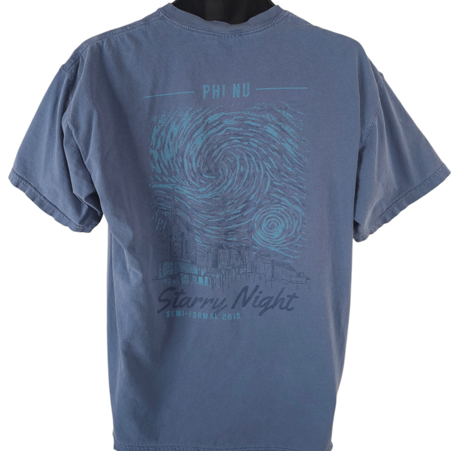 Vincent Van Gogh T Shirt Mens Size Large Blue Starry Night Phi Nu Semi Formal gallery