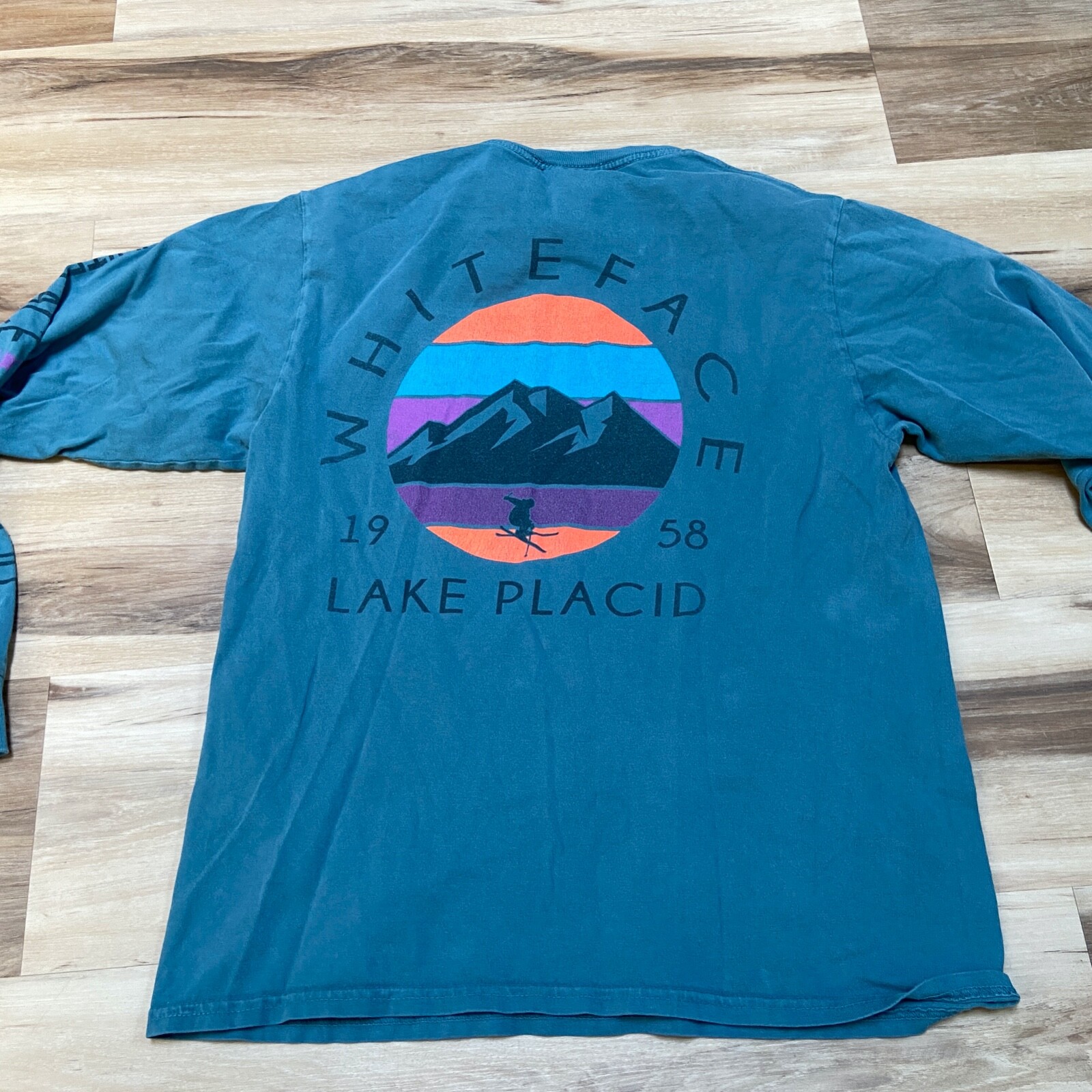 Whiteface Lake Placid Shirt Mens Small Blue 84 Long Sleeve Crewneck Tee Skiing gallery