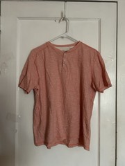 International Report Orange Heathered Henley Shirt Short Sleeve Mens Large Exc.