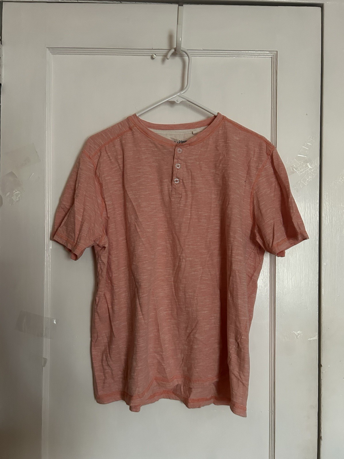 International Report Orange Heathered Henley Shirt Short Sleeve Mens Large Exc. gallery