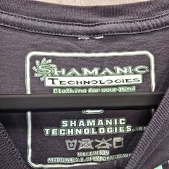 Shamanic Technologies Graphic Tee Mens L Geometric Mandala Design Gray & Green